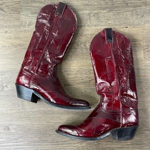 Justin Women’s Vintage Rare Oxblood Eel Skin Cowboy Western Boots, size 6.5B